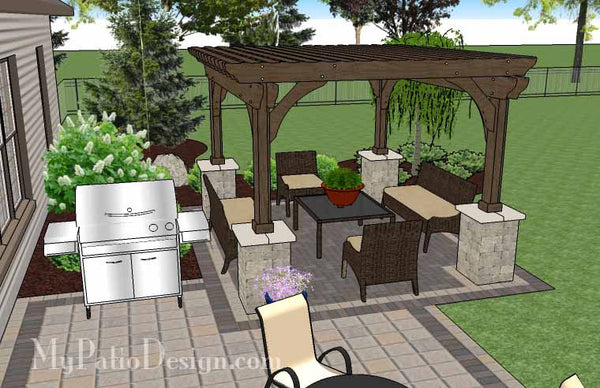 Simple and Affordable Brick Patio Design with Pergola 7