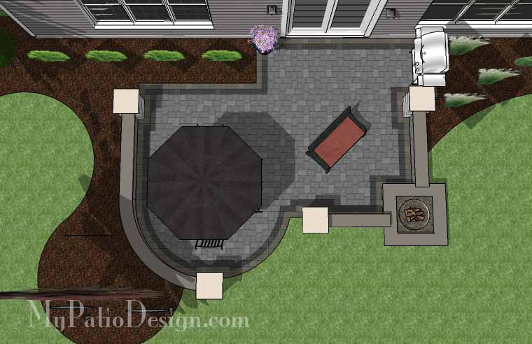 Simple Outdoor Patio Design with Built-in Fire Pit #2