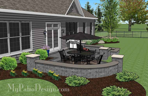 Simple Outdoor Patio Design with Built-in Fire Pit #5