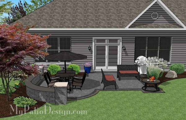 Simple Outdoor Patio Design with Portable Fire Pit #3