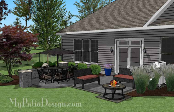 Simple Outdoor Patio Design with Portable Fire Pit #4