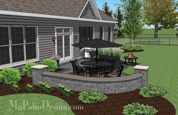 Simple Outdoor Patio Design with Portable Fire Pit #5