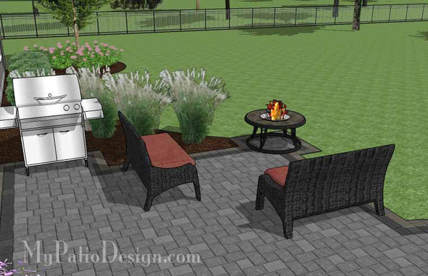 Simple Outdoor Patio Design with Portable Fire Pit #7