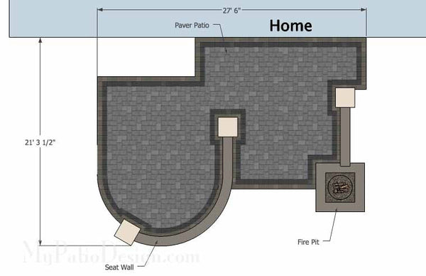 Simple Outdoor Patio Design with Seat Walls and Fire Pit #1