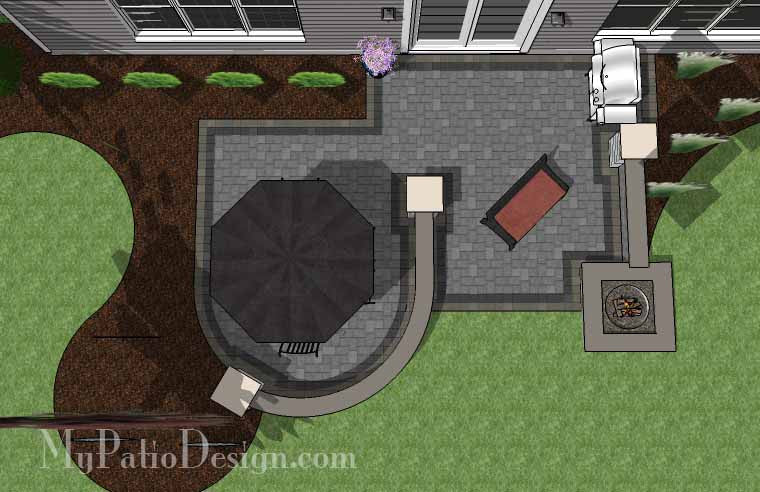 Simple Outdoor Patio Design with Seat Walls and Fire Pit #2