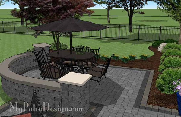 Simple Outdoor Patio Design with Seat Walls and Fire Pit #6