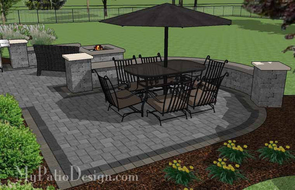 Simple Outdoor Patio Design with Seat Walls and Fire Pit #7