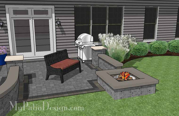 Simple Outdoor Patio Design with Seat Walls and Fire Pit #8