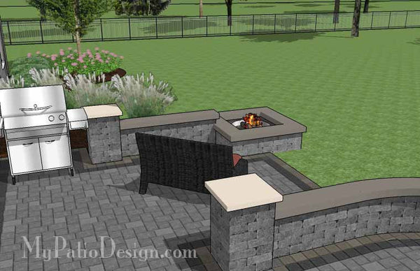Simple Outdoor Patio Design with Seat Walls and Fire Pit #9
