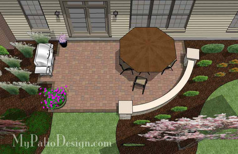 Small Concrete Paver Patio Design with Seat Wall 2
