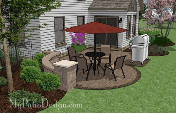 Small Courtyard Patio Design with Seat Wall 3