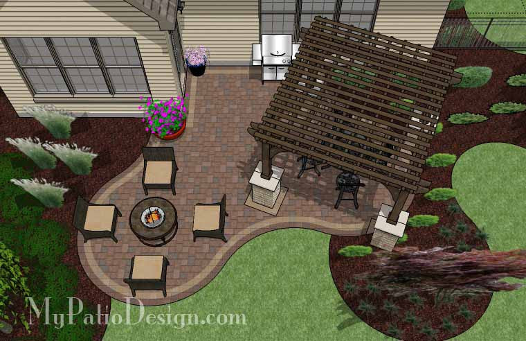 Small Outdoor Living Patio Design with Pergola 2