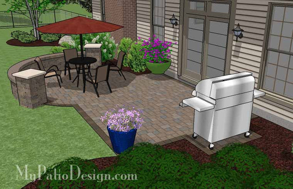 Small Patio Design on a Budget with Seat Wall 4