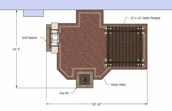 Traditional Brick Patio Design with Pergola and Fire Pit 1