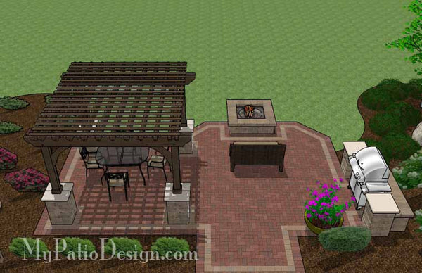Traditional Brick Patio Design with Pergola and Fire Pit 5