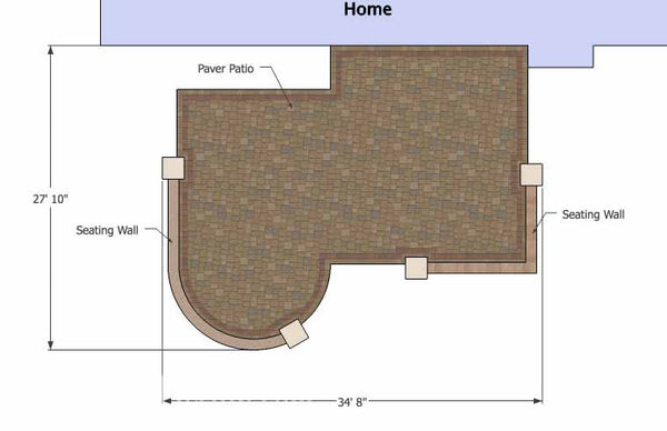 Traditional Patio Design with Seating Wall 1
