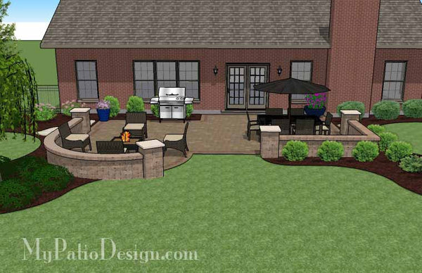 Traditional Patio Design with Seating Wall 3