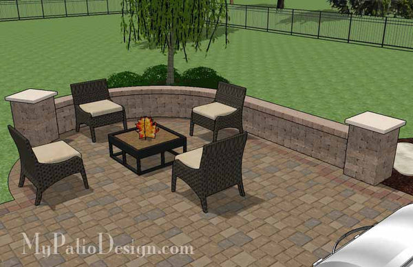 Traditional Patio Design with Seating Wall 7