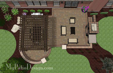 Traditional Patio Design with Seating Wall, Pergola and Fireplace 2