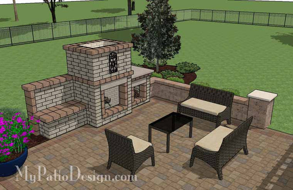 Traditional Patio Design with Seating Wall, Pergola and Fireplace 8